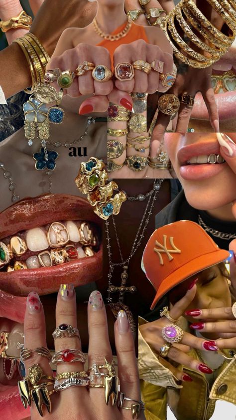 #gold #jewelry #jewelryinspo #vintage #maximalism #stones #grillz Vintage Jewelry Outfit, Maximalist Outfits Vintage, Maximalist Jewelry Gold, Gold Stacked Jewelry, Gold Chunky Jewelry, Maximalism Jewelry, Maximalism Aesthetic, Maximalism Style, Vintage Maximalism