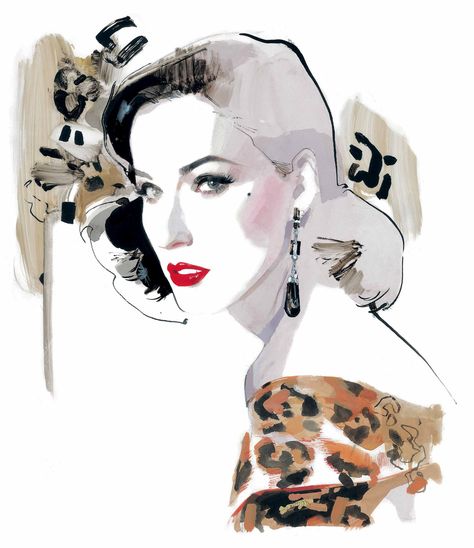 Seeing Fashion With a Sketchpad and Markers - David Downtown in The New York Times David Downton, Rene Gruau, Megan Hess, Dita Von, Dita Von Teese, Fashion Art Illustration, Fashion Illustrator, Fashion Portrait, Portrait Illustration