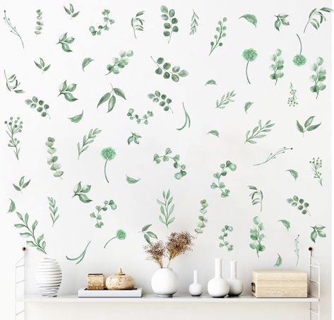 PRICES MAY VARY. Size: Total 3 sheets (9.8 X 11.8 inches /sheet) watercolor botanical plant green leaves wall stickers. Green Leaves Wall Decals: easy to apply, just peel and stick, no damage for your wall. Boho Leaf Wall Decals: removable and repositionable with no marks or sticky residue. Country Leaves Wall Stickers: applies to any smooth surface (walls, mirrors, glass, doors, furniture, windows). Modern Leaf Wall Stickers are perfect for decorating bedroom, kids room, nursery, baby room, liv Leaf Wall Decals, Wall Decals For Nursery, Green Leaf Wall, Windows Modern, Olive Green Walls, Decorating Bedroom, Boho Leaves, Nursery Wall Stickers, Leaf Wall