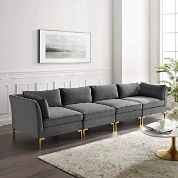 Modway Ardent 4-Seater Performance Velvet Sofa, Gray Sofa Design Living Rooms Indian, Green Sofa Living Room, Latest Sofa Designs, Wooden Sofa Designs, Modern Sofa Living Room, Unique Sofas, Wooden Sofa Set, 4 Seater Sofa, Living Room Sofa Design