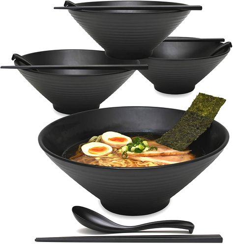 PRICES MAY VARY. CREATE AN AUTHENTIC JAPANESE DINING ATMOSPHERE: Our traditional Japanese ramen bowls and spoons set will help you create a natural and authentic Japanese dining atmosphere. THE PERFECT COMBINATION - A CULINARY DELIGHT: With these beautiful large noodle ramen bowls set, the combination of delicious food and aesthetic Japanese tableware compliment each other and sets both off to the best advantage. THE RIGHT SIZE: Our ramen bowls 57 fluid oz capacity can hold generous portions! Ra Ramen Egg Recipe, Japanese Ramen Noodles, Ramen Bowls, Homemade Ramen, Ramen Noodle Soup, Spicy Ramen, Japanese Noodles, Japanese Ramen, Asian Noodles