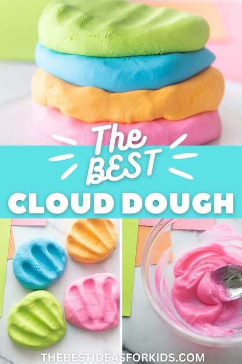 Cloud Dough Recipe With Conditioner, Cloud Dough Activities, Puffy Playdough, Recipe For Cloud Dough, Cloud Dough Sensory Bin, Make Cloud Dough, Best Cloud Dough Recipe, Making Cloud Dough, Taste Safe Cloud Dough