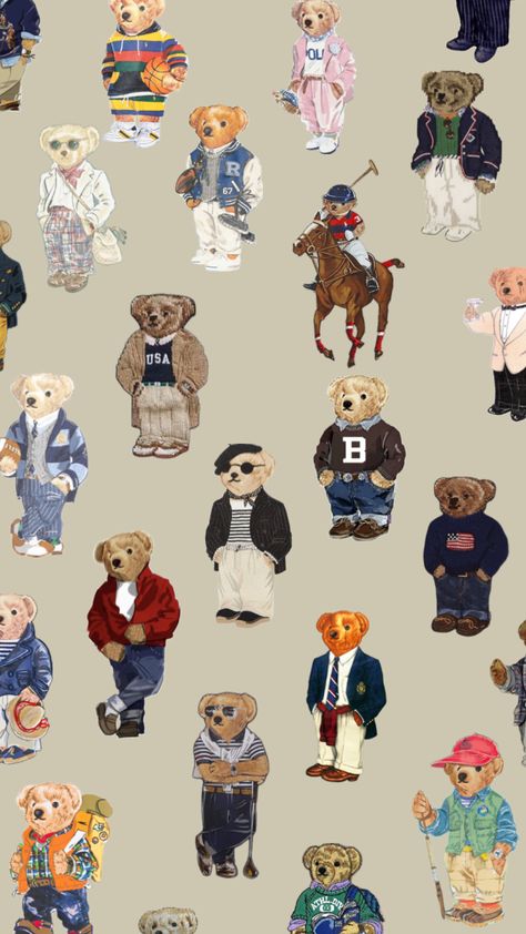 bear wallpaper Polo Bear Wallpaper Iphone, Ralph Lauren Teddy Bear Wallpaper, Ralph Lauren Aesthetic Wallpaper, Ralph Lauren Bear Wallpaper, Bear Aesthetic Icon, Teddy Bear Aesthetic Wallpaper, Polo Bear Wallpaper, Cool Ipad Wallpapers, Bear Phone Wallpaper