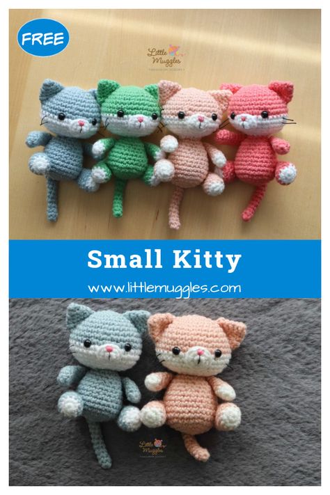 Small Kitty Free Crochet Pattern Crochet Kitties Free Pattern, Small Kitty Crochet Pattern, Free Origami Crochet Patterns, Amigurumi Tiny Free Pattern, Small Cat Amigurumi, Small Crochet Cat Pattern, Free Crochet Kitten Patterns, Crocheted Cat Pattern Free, Crochet Cat Arigumi