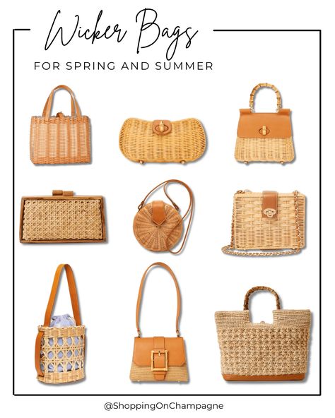 Wicker and rattan handbags are the ultimate summer preppy bags and they won't cost a fortune like designer bags. Plus they come in neutral/natural shades so they go with everything in your spring and summer wardrobe. Visit ShoppingOnChampagne.com to shop these tote, clutch, and cross-body styles! Summer Handbags 2023, Preppy Handbags, American Preppy, Too Many Clothes, Summer Purse, Rattan Handbags, Preppy Bags, Preppy Women, Mother Daughter Outfits