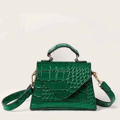 Compact Bag, Green Purse, Adjustable Bag, Elegant Bags, Chic Handbags, Womens Purses, Satchel Bag, Square Bag, Style Elegant