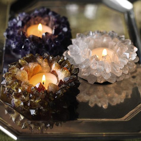 Crystal Crafts Diy, Borax Crystals, Hudson Grace, Growing Crystals, Glass Votive Holders, Diy Candle Holders, Candle Craft, Crystal Candle Holder, Glass Votive