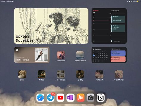 Ipad Homescreen Ideas Anime, Home Screen Layout Ipad, Aesthetic Ipad Layout, Tablet Homescreen, Aesthetic Ipad Setup, Aesthetic Home Screen Layout, Ipad Layout Ideas, Ipad Case Stickers, Ipad Setup