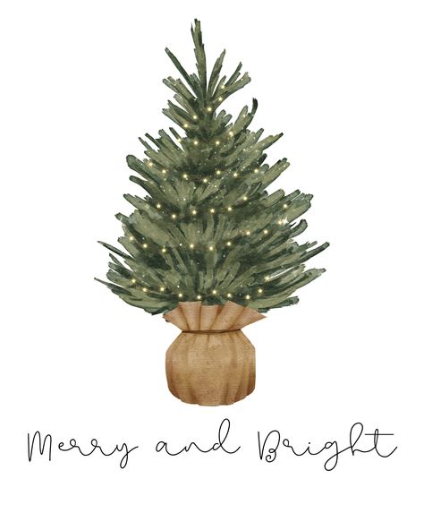 Christian Christmas Background, Christmas Wall Art Printables, Merry And Bright Christmas Tree, Bright Christmas Tree, Christmas Wall Prints, Printable Christmas Decorations, Christmas Minimalist, Christmas Tree Printable, Tree Printable