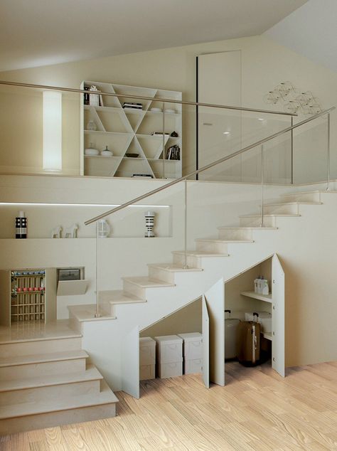 Sistemi RasoParete: lo spazio torna protagonista del progetto - Soluzioni a scomparsa flessibili e personalizzabili Design Casa Piccola, Basement Stairs Ideas, تحت الدرج, Stairs Storage, House Storage, Tiny House Storage, Staircase Storage, Stairs Ideas, Escalier Design