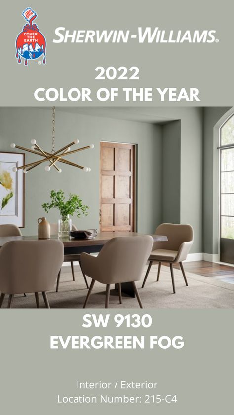 Evergreen Fog, Trending Paint Colors, Sherwin Williams Colors, Green Paint Colors, Sherwin Williams Paint Colors, Best Paint Colors, Room Paint Colors, Paint Brands, Interior Paint Colors