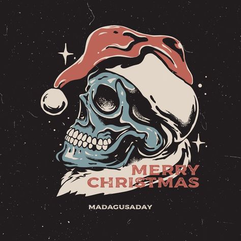 skull santa vintage style Skull Santa, Skull Christmas, Concert Poster, Design Artwork, Illustration Graphic Design, Design Product, Halloween Ideas, Vintage Tshirts, Product Design