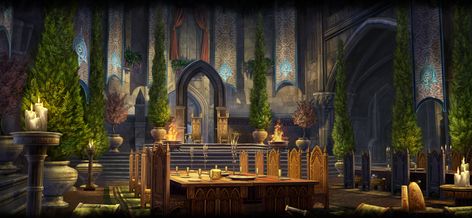 ESO loading screen - Grand Psijic Villa housing Guild Hall, Loading Screen, Screen Art, Location Icon, Video Game Genre, Fantasy City, Fantasy Places, Landscape Scenery, Game Inspiration