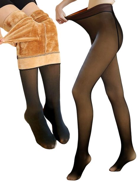 PRICES MAY VARY. ※【High Quality Material】: Winter Warm Tights 220g and 320g versions are made of 49.7% Polyester, 36.5% Nylon, 13.8% Spandex, double-layer design, stretchy fabric and fleece lined, the tights features high elasticity and high wear resistance, very comfortable to wear and long lasting. ※【Size Recommendation】: The fleece lined tights are Suitable For Woman Who weigh 90 lbs to 155 lbs, height below 172 cm (67.8'). One size fit most women.These thermal leggings fitting CA Size S M L. Skin Coloured Tights, Woolen Tights, Autumn Wishlist, Fleece Lined Tights, Lined Tights, Winter Stockings, Footed Leggings, Thick Tights, Tights For Women