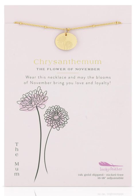 PRICES MAY VARY. Chrysanthemum, November's bloom, unfolds with intricate layers, representing resilience and longevity, a testament to enduring bonds and everlasting friendships Our Chrysanthemum Necklace is beautifully presented on a card with a sentimental message and words of encouragement for women and teenage girls celebrating their Birthday in November. The adorable 14K gold-dipped oval pendant is intricately engraved with a Chrysanthemum, the birth flower of November. The adjustable 16-18 Chrysanthemum Necklace, April Birth Flower, March Birthday Gifts, Birth Flower Necklace, Birth Month Flower, Month Gifts, Month Flowers, Mothers Necklace, Violet Flower