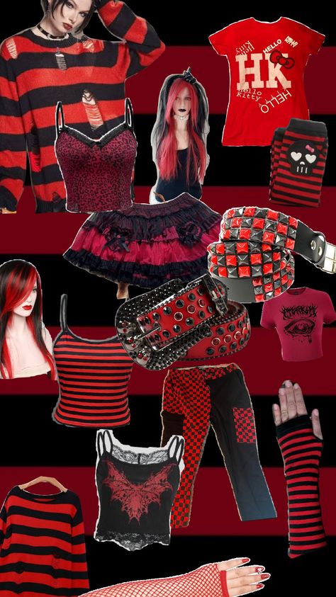 RED SCENECORE ♥️🕷️🖤🎀 #scene #red #scenecore #core #scenequeen #scenefashion #fashion #sceneemo #redemo #emo Red Emo Outfits 2000s, Red Scene Outfits, Red Scenecore, Red Emo Outfits, Scene Fashion 2000s, Emo Outfits 2000s, Black Scene, Fashion 2000s, Scene Core