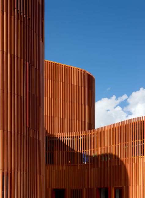 COBE, Adam Mørk · New Copenhagen Kindergarten · Divisare Kindergarten Architecture, Brick Cladding, Facade Material, Kindergarten Design, Facade Architecture, Facade Design, Beautiful Buildings, Architecture Project, Contemporary Architecture