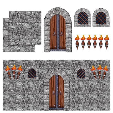 PRICES MAY VARY. Medieval Decor Set: the package includes 1 piece of castle door print, 2 pieces of window props, 6 pieces of torch props, and 2 pieces of stone wall backdrops, so that the delicate set can meet your party decoration needs Reliable and Quality: this stone wall backdrop is made of quality PE material, with clear and vivid printing, not easy to break or fade, and the other medieval dragon party decorations are copper cardboard material, reusable and long lasting to serve you for a Medieval Party Decorations, Castle Decorations, Stone Wall Backdrop, Brick Wall Decor, Halloween Castle, Party Wall Decor, Castle Party, Castle Backdrop, Castle Doors