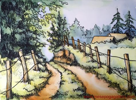 Painting tips 2 watercolor and black pen sketch Watercolor And Black Pen Art, Watercolor And Black Pen, Black Pen Sketch, Black Pen Sketches, Learn To Sketch, The Missing Link, Pen And Wash, Illustration Ideas, Black Pen