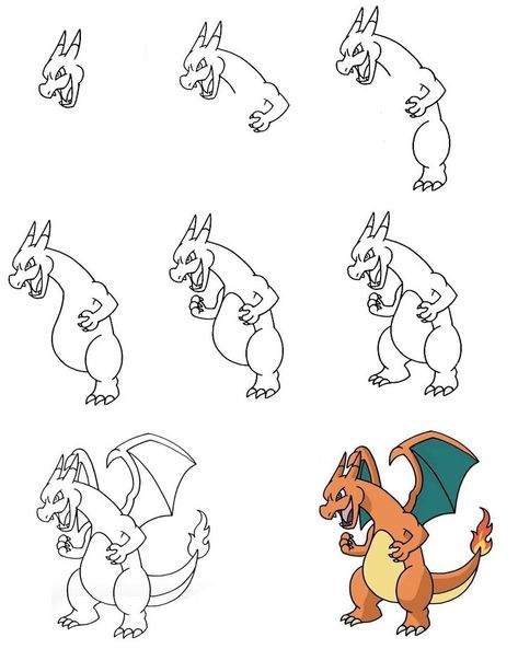 8 Simple Steps To Create Charizard Drawing – How To Draw Charizard Charizard Drawing, Easy Pokemon Drawings, Charizard Art, How To Draw Pokemon, Pokemon World, Draw Pokemon, Pokemon Painting, Pokemon Sketch, Pokemon Craft