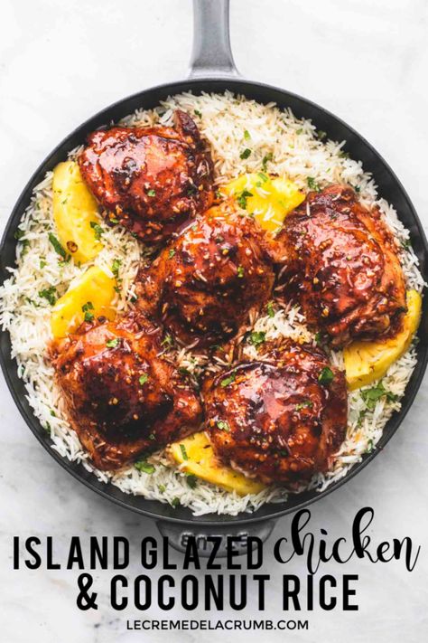 Chicken Coconut, Spicy Dishes, Glazed Chicken, Island Food, Winner Winner Chicken Dinner, Mini Vacation, Coconut Rice, Chicken Dishes Recipes, Caribbean Recipes