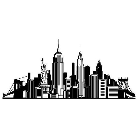 New York Skyline Silhouette, Nyc Drawing, New York Drawing, New York Illustration, Skyline Drawing, Ny Skyline, New York Theme, New York Tattoo, Nyc Tattoo