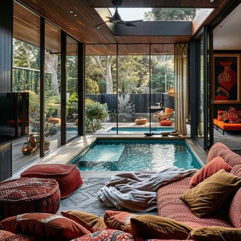 Patio Pools, Living Room Pool, Seoul Apartment, Tiny House Living Room, Swimming Pool Pond, Pool Indoor, Indoor Pool Design, Mega Millions, Thai House