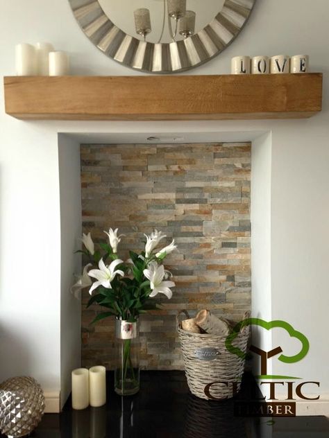 Solid French Oak Beams Floating Shelf Mantle Piece Fire Place Surround Inglenook in Home, Furniture & DIY, Furniture, Bookcases, Shelving & Storage | eBay! Empty Fireplace Ideas, Empty Fireplace, Floating Shelf Mantle, Oak Beams, Nice Rooms, Floating Shelves Living Room, Shelf Mantle, Cosy Living, Cosy Living Room