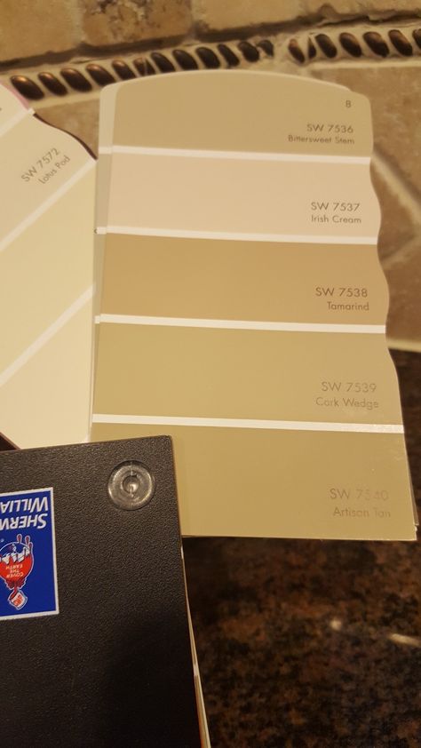 Sherwin Williams paint options for kitchen cabinets and wall color. (Pic color is more yellow. They are actually more tan/khaki colored) Tan Cabinets Kitchen, Colorful Kitchen Cabinets, Kitchen Cabinets Painted Grey, Turtle Room, Brown Recliner, Painting Kitchen Cabinets White, Sherwin Williams Paint, Color Kitchen, Lotus Pods