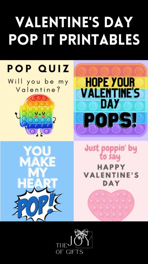 Have a poppin' Valentine's Day with these free printable cards! Get cute pop-it-themed Valentine's cards at The Joy of Gifts. These are perfect to distribute as classroom valentines along with a fun pop-it toy. There are 10 adorable Valentine's printable card designs for you to choose from! Pop It Valentine Printable, Free Printable Valentines Cards, Free Paper Printables, Pop It Toy, Valentines Printable, Classroom Valentines, Class Valentines, Printable Valentines Cards, Free Printable Cards