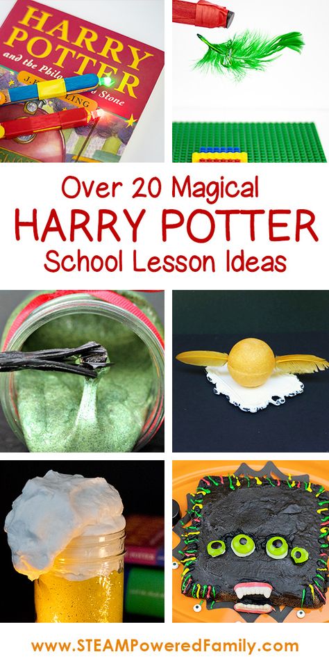 Over 20 magical activities for a Harry Potter School inspired lesson. Fill your classroom with magic and watch your child's eyes LUMOS! Harry Potter Book Activities, Harry Potter Steam Activities, Harry Potter Literacy Activities, Harry Potter Sorcerers Stone Activities, Harry Potter Class Activities, Defense Against The Dark Arts Activities, Harry Potter Lesson Plans, Harry Potter Summer Camp Ideas, Harry Potter Week