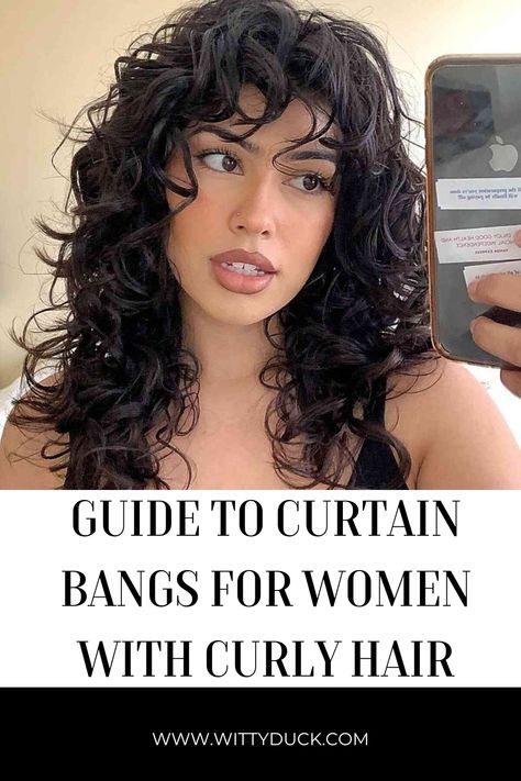 Long Bob With Curtain Bangs Curly Hair, Bangs Haircut For Curly Hair, Fringe For Curly Hair, Curly Hairstyle With Fringe, Curly Bangs Wavy Hair, Curtain Bangs And Layers On Curly Hair, Curtain Bangs Layers Curly Hair, Curly Long Layers With Curtain Bangs, Curly Bangs Medium Hair