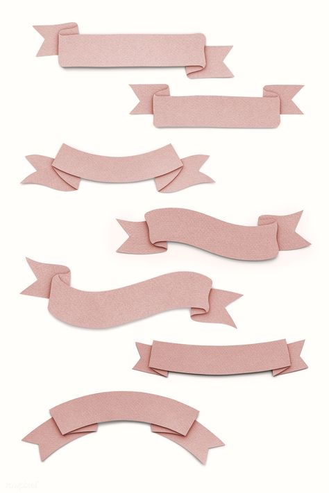 Pink ribbon paper craft banner mockups set | premium image by rawpixel.com / Minty Pink Ribbon Banner, Ribbon Image, Ribbon Label, Banner Ribbon, Ribbon Paper, Diy Cake Topper, Powerpoint Design Templates, Ribbon Banner, Paper Banners