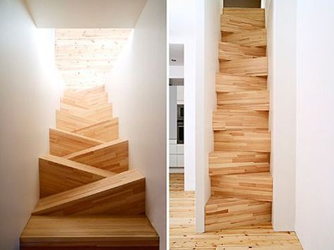 Sexy alternating stair case to move to the loft of a tiny house. Scale Loft, Stair Ladder, Tiny House Stairs, Escalier Design, Loft Stairs, Loft Ladder, Smart Tiles, Attic Stairs, Stair Case