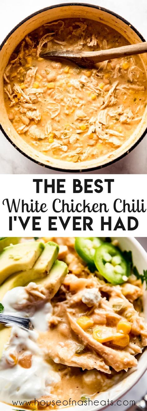 Soup Recipes White Chicken Chili, Zero Points Chicken Chili, White Chicken Chili With Jalapeno, White Meat Recipes, Food For Game Night, White Chicken Chili Stove Top, Mccormick White Chicken Chili, Best White Chicken Chili, White Chilli