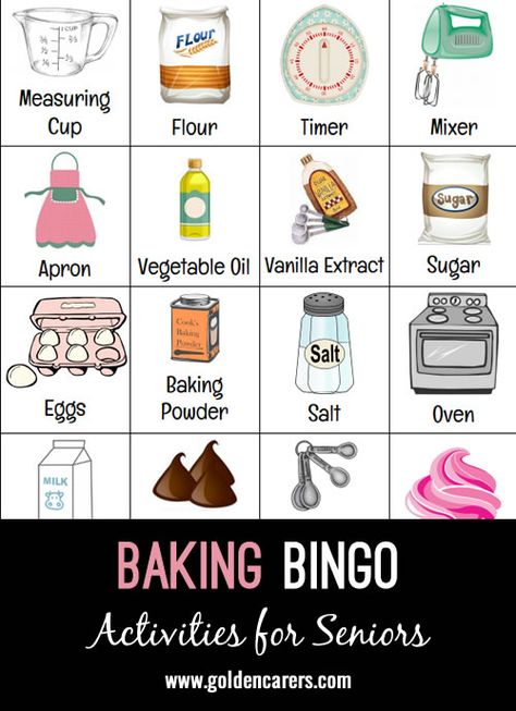 # Mother's Day # Baking themed picture bingo game. When a resident calls bingo I ask them what their favorite thing to bake is (or favorite baked treat to eat) before I give them a prize.  Great way to reminisce while playing a game. Enjoy! Thing To Bake, Picture Bingo, Free Printable Bingo Cards, Easter Templates Printables, Free Bingo Cards, Activities For Seniors, Baking Theme, Bored Games, November Activities