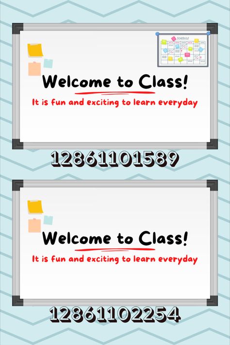 If you do not feel like always having to change the board, here is a general class whiteboard decal for your bloxburg classes :) Feel free to check out the other school related decals I made in my profile! #roblox #bloxburg #bloxburgdecals #robloxdecals #bloxburgschool #bloxburgschooldecals #robloxschooldecals White Board Codes Bloxburg, Bus Stop Codes Bloxburg, Bloxburg School Decal Codes Detention, Cooking Class Decals Bloxburg, Bloxburg Kindergarten Ideas, Bloxburg Codes For Pictures School, Bloxburg Decals Codes For School, Bloxburg School Decal Codes Gym, Bloxburg Middle School