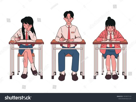 Students sitting at the desk and taking classes. hand drawn style vector design illustrations. #Ad , #SPONSORED, #classes#hand#desk#Students Sitting In School Reference, Sitting On School Desk Pose, Art Reference Poses School, Students Sitting In Classroom Drawing, Sitting In Classroom Reference Drawing, Someone Sitting At A Desk Drawing, School Class Drawing Reference, School Classroom Drawing Reference, Student Poses Reference