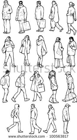 Walking people (side and semi profile). People for use in illustrations and blueprints Walking Drawing, Drawing Of People, Posture Drawing, Human Sketch, Urban People, Human Figure Sketches, Walking People, Person Drawing, Sketches Of People