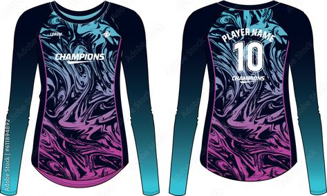 women Long Sleeve Sports Jersey t-shirt design concept Illustration suitable for girls and Ladies for Volleyball jersey, Football, Soccer, netball and tennis, marble skull pattern Sport uniform kit Stock Vector | Adobe Stock Sport Uniform, Volleyball Jersey, Jersey Designs, Volleyball Jerseys, Jersey Tshirt, Jersey Football, Concept Illustration, Skull Pattern, Sports Uniforms