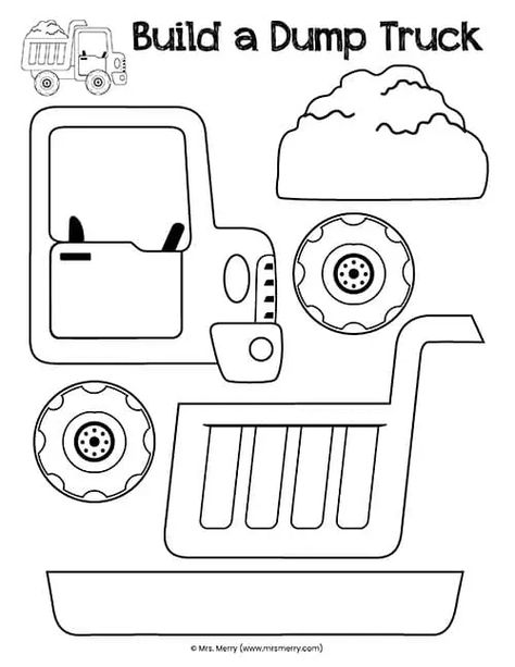 Dump Truck Template, Truck Template, Preschool Construction, Transportation Theme Preschool, Truck Crafts, Template Color, Community Helpers Theme, Kindergarten Phonics Worksheets, Transportation Crafts