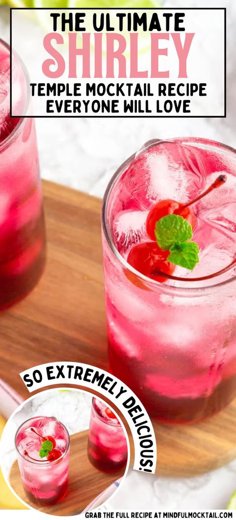 Large Batch Mocktail Recipe, Mocktails Non Alcoholic Easy, Shirley Temple Mocktail, Shirley Temple Recipe, Shirley Temple Drink, Easy Mocktails, Best Non Alcoholic Drinks, Bachelorette Cocktails, Easy Mocktail Recipes