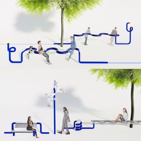 Tangled outdoor furniture concept provides rest and direction for communities - Yanko Design Public Seating Design Outdoor, Accessibility Design, Furniture Concept, Urban Playground, Outdoor Installation, Public Space Design, Community Housing, Concrete Home, Public Seating