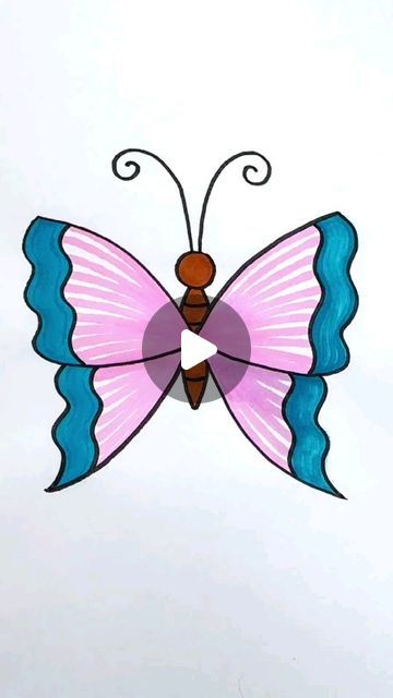 Easy Creative Ideas on Instagram Easy Art Pictures To Draw, How To Draw A Butterfly For Kids, Butterfly Drawing Painting, Easy Simple Drawings For Kids, Art For Kids Easy Drawing, Easy Butterfly Drawing Simple, How To Draw A Butterfly Step By Step, Butterfly Drawing With Color, Painting Ideas Easy Simple For Kids