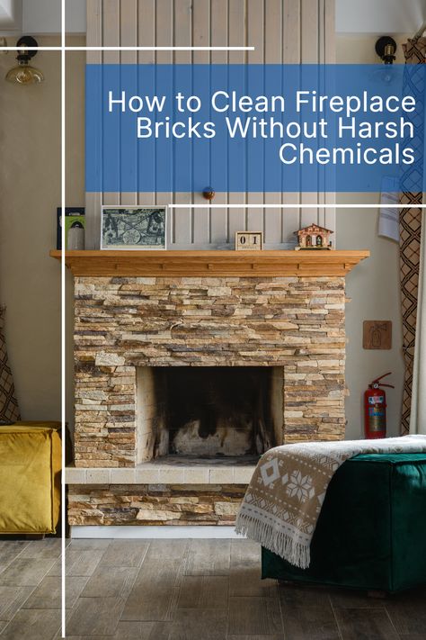 Get your fireplace looking like new with our easy-to-follow guide for cleaning fireplace bricks without harsh chemicals. Transform your living space and enjoy a cozy and clean fireplace all season long. #FireplaceCleaning #DIYHomeProjects How To Clean Brick Fireplace, Clean Brick Fireplace, How To Clean Fireplace, Cleaning Fireplace, Fireplace Bricks, Fireplace Cleaner, Fireplace Cleaning, Tile Around Fireplace, Rock Fireplace