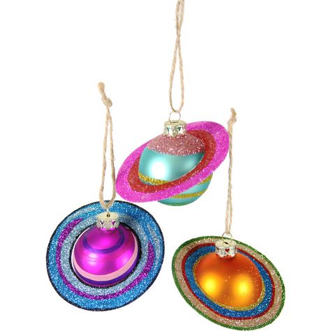 Cosmic Saturn Ornaments, Set of 3 - Cody Foster Ornaments & Toppers | Maisonette Cody Foster, Betty White, Stocking Tree, Pretty Christmas, Seasonal Home Decor, Fuchsia Color, Xmas Ornaments, Holly Jolly, How To Make Ornaments