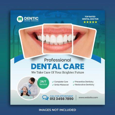 Creative dental flyer square bannertempl... | Premium Psd #Freepik #psd #banner Dental Banner, Dental Post, Dentist Social Media, Dental Advertising, Dental Doctor, Dental Social Media, Preventive Dentistry, Dental Posts, Dental Posters