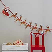 Check this out at Amazon Reindeer Garland, Sleigh Christmas, Reindeer And Sleigh, Christmas Fireplace Decor, Christmas Decorations For Kids, Christmas Bunting, Kids Christmas Party, Santa's Sleigh, Reindeer Decorations