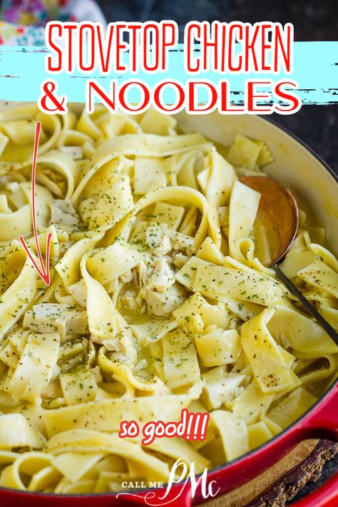 Stovetop Chicken Noodle Soup, Easy Stovetop Chicken, Homemade Chicken And Noodles, Easy Chicken And Noodles, Chicken And Egg Noodles, Chicken Main Dish Recipes, Egg Noodle Recipes, Stovetop Chicken, Chicken Noodle Soup Easy