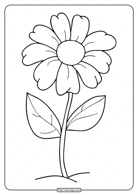 Free Printable Simple Flower Coloring Pages 1 Flower Coloring Sheets, Printable Flower Coloring Pages, Summer Coloring Pages, Flower Outline, Easy Coloring, Printable Coloring Sheets, Coloring Page Ideas, Easy Coloring Pages, Geometric Flower